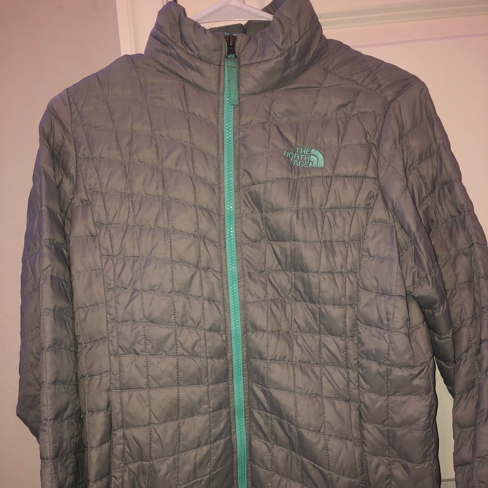 - Girls teal & grey North Face jacket